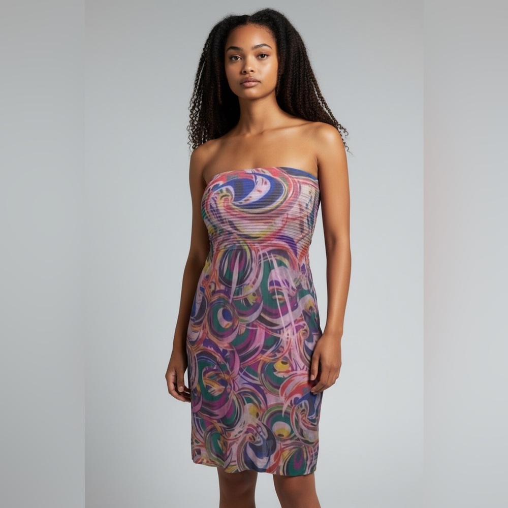 NEW Buttery Soft Multi-colored Seamless Textured Stretch Colorful Mini Dress